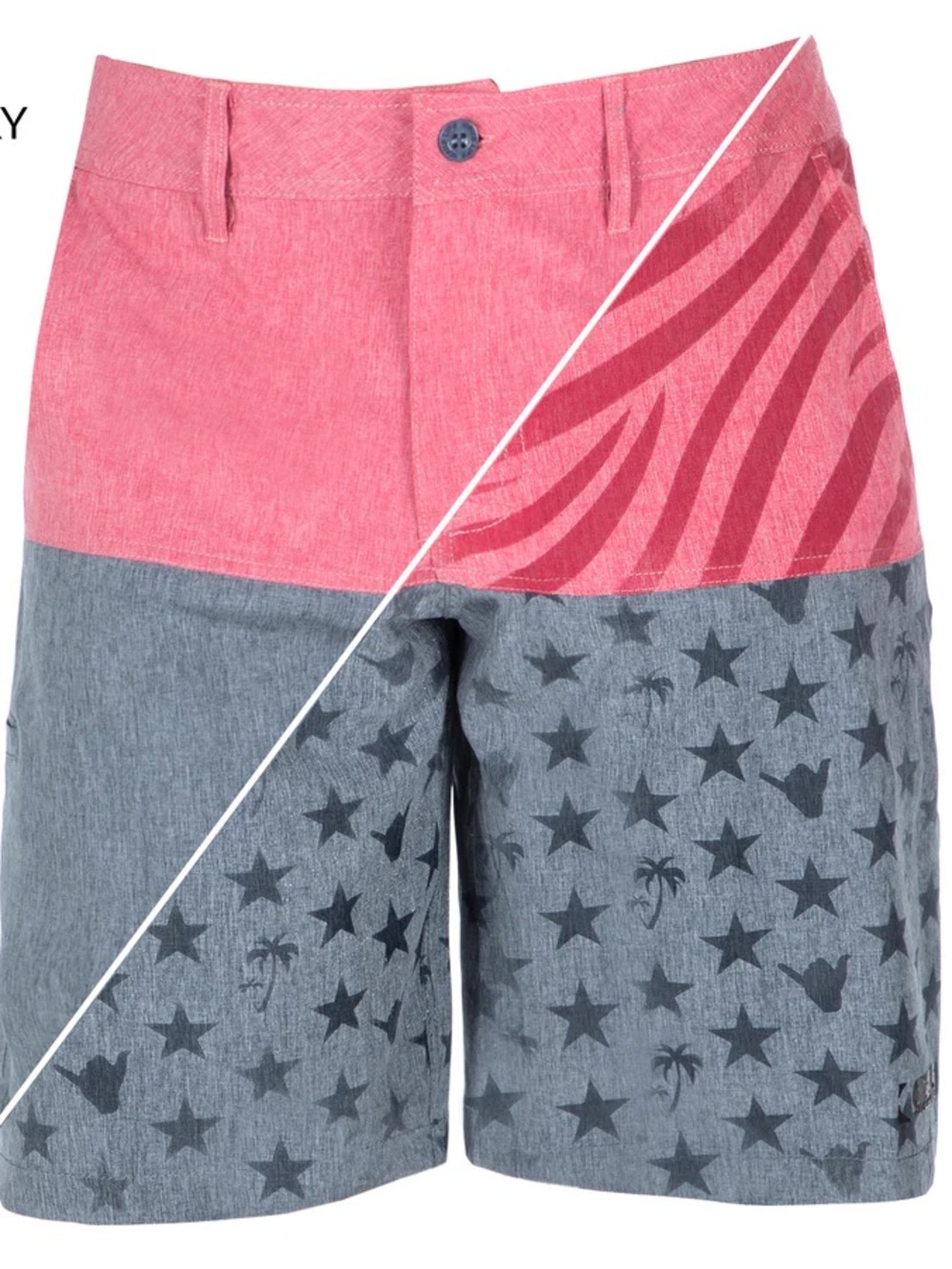 Hybrid h20 Wave Life Men's Swim Trunks in Rose Red with Teal Logo